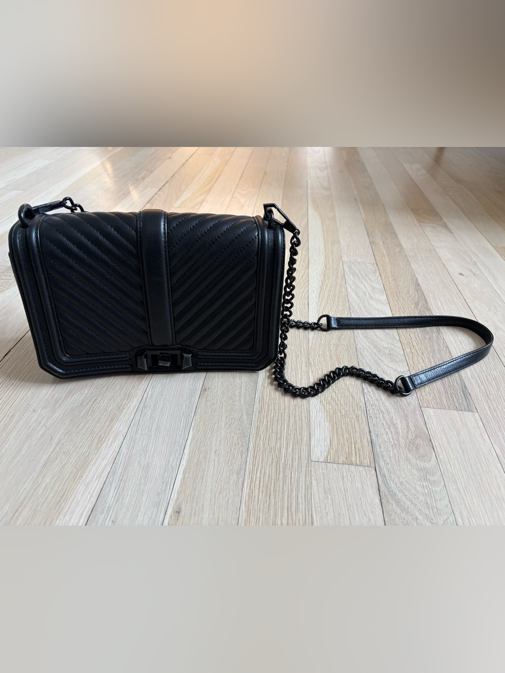 Rebecca Minkoff Quilted Black Crossbody Bag with Chain Strap